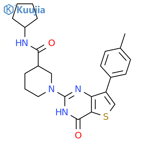 N-cyclopentyl-1-7-(4-methylphenyl)-4-oxo-3H,4H-thieno3,2-dpyrimidin-2-ylpiperidine-3-carboxamide structure