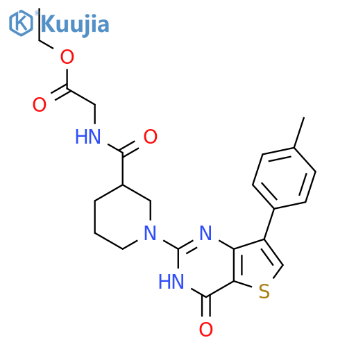 ethyl 2-({1-7-(4-methylphenyl)-4-oxo-3H,4H-thieno3,2-dpyrimidin-2-ylpiperidin-3-yl}formamido)acetate structure