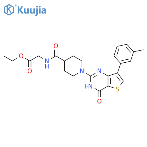 ethyl 2-({1-7-(3-methylphenyl)-4-oxo-3H,4H-thieno3,2-dpyrimidin-2-ylpiperidin-4-yl}formamido)acetate structure
