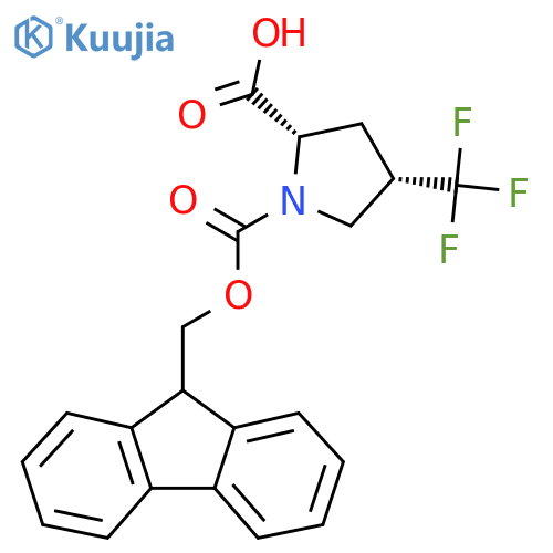 (2S,4S)-1-(9H-fluoren-9-ylmethoxycarbonyl)-4-(trifluoromethyl)pyrrolidine-2-carboxylic acid structure