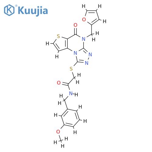 2-({8-[(furan-2-yl)methyl]-7-oxo-5-thia-1,8,10,11-tetraazatricyclo[7.3.0.0^{2,6}]dodeca-2(6),3,9,11-tetraen-12-yl}sulfanyl)-N-[(3-methoxyphenyl)methyl]acetamide structure