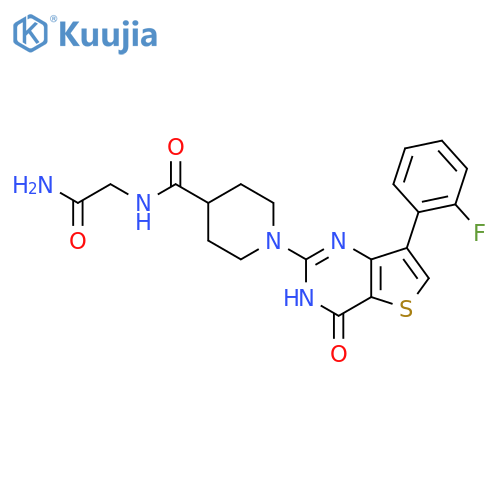 2-({1-7-(2-fluorophenyl)-4-oxo-3H,4H-thieno3,2-dpyrimidin-2-ylpiperidin-4-yl}formamido)acetamide structure