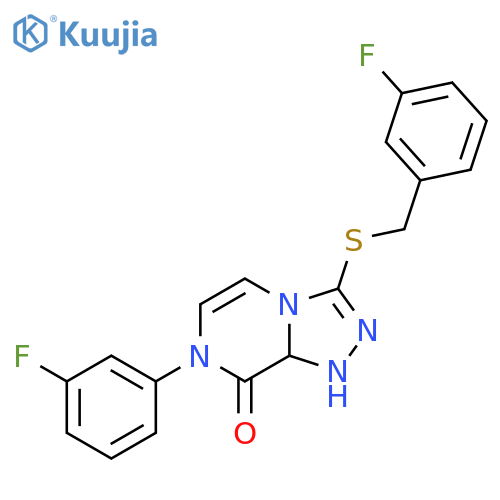 7-(3-fluorophenyl)-3-{[(3-fluorophenyl)methyl]sulfanyl}-7H,8H-[1,2,4]triazolo[4,3-a]pyrazin-8-one structure