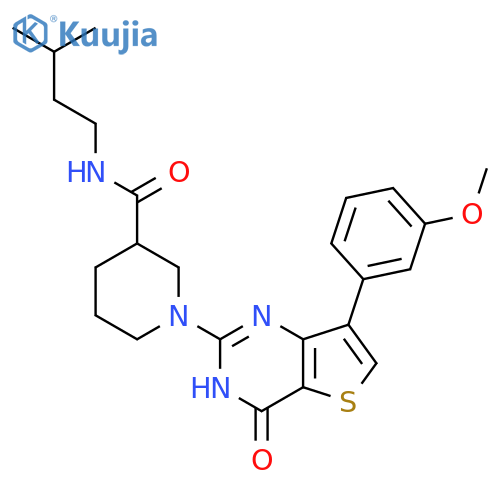 1-7-(3-methoxyphenyl)-4-oxo-3H,4H-thieno3,2-dpyrimidin-2-yl-N-(3-methylbutyl)piperidine-3-carboxamide structure