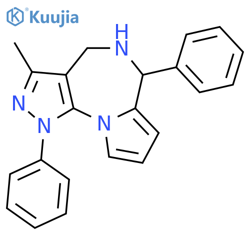 5-Methyl-3,9-diphenyl-1,3,4,8-tetrazatricyclo[8.3.0.02,6]trideca-2(6),4,10,12-tetraene structure