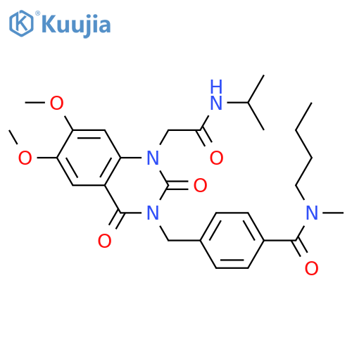 N-butyl-4-[(6,7-dimethoxy-2,4-dioxo-1-{[(propan-2-yl)carbamoyl]methyl}-1,2,3,4-tetrahydroquinazolin-3-yl)methyl]-N-methylbenzamide structure