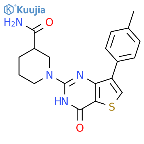 1-7-(4-methylphenyl)-4-oxo-3H,4H-thieno3,2-dpyrimidin-2-ylpiperidine-3-carboxamide structure