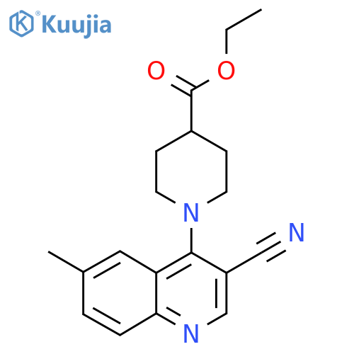 Ethyl 1-(3-cyano-6-methylquinolin-4-yl)piperidine-4-carboxylate structure