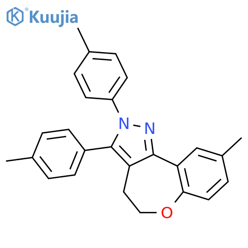 2H-[1]Benzoxepino[5,4-c]pyrazole,4,5-dihydro-9-methyl-2,3-bis(4-methylphenyl)- structure
