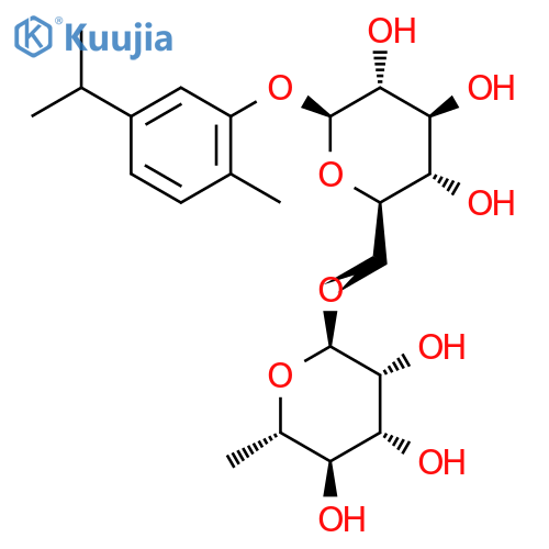 2-methyl-5-(1-methylethyl)-phenyl 6-O-(6-deoxy-alpha-L-mannopyranosyl)-beta-D-glucopyranoside structure