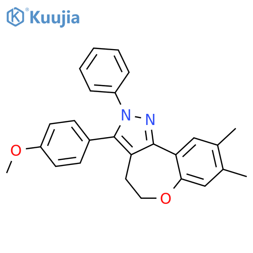 2H-[1]Benzoxepino[5,4-c]pyrazole,4,5-dihydro-3-(4-methoxyphenyl)-8,9-dimethyl-2-phenyl- structure