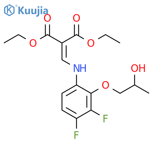 Propanedioic acid, 2-[[[3,4-difluoro-2-(2-hydroxypropoxy)phenyl]amino]methylene]-, 1,3-diethyl ester structure