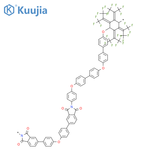 Poly[(1,3-dihydro-1,3-dioxo-2H-isoindole-2,5-diyl)[2,2,2-trifluoro-1-(trifluoromethyl)ethylidene]-1,4-phenyleneoxy-1,4-phenylene[2,2,2-trifluoro-1-(trifluoromethyl)ethylidene](1,3-dihydro-1,3-dioxo-2H-isoindole-5,2-diyl)-1,4-phenyleneoxy-1,4-phenylene[2,2,2-trifluoro-1-(trifluoromethyl)ethylidene]-1,4-phenyleneoxy-1,4-phenylene[2,2,2-trifluoro-1-(trifluoromethyl)ethylidene]-1,4-phenyleneoxy-1,4-phenylene] structure