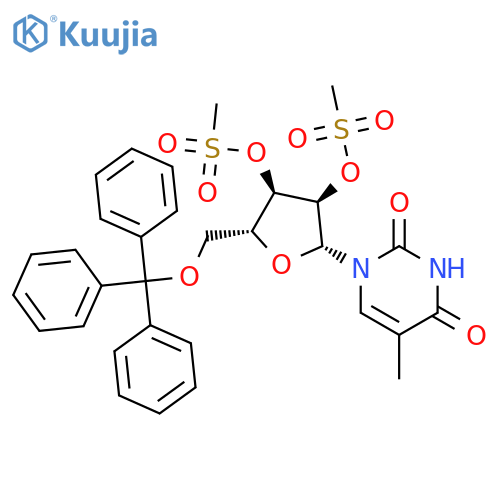 Uridine,5-methyl-5'-O-(triphenylmethyl)-, 2',3'-dimethanesulfonate (9CI) structure