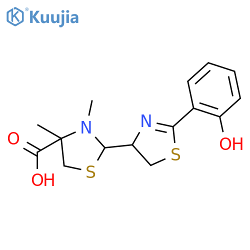 4-Thiazolidinecarboxylicacid, 2-[4,5-dihydro-2-(2-hydroxyphenyl)-4-thiazolyl]-3,4-dimethyl- (9CI) structure