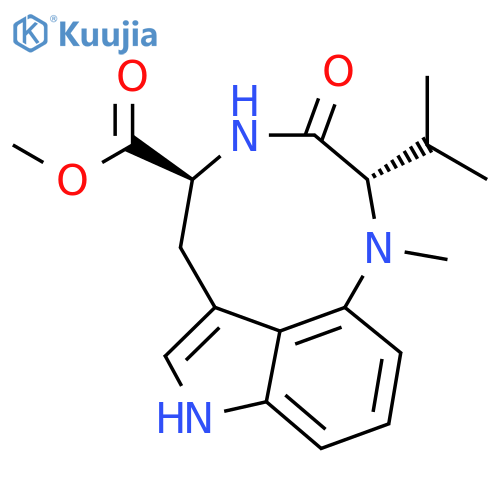rel-Methyl (2R,5R)-2,3,4,5,6,8-hexahydro-1-methyl-2-(1-methylethyl)-3-oxo-1H-pyrrolo[4,3,2-gh]-1,4-benzodiazonine-5-carboxylate structure