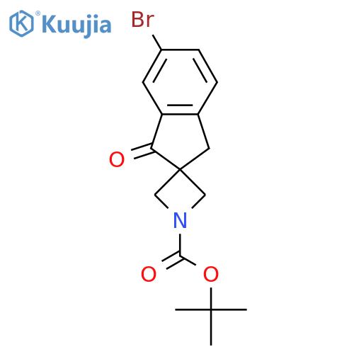 tert-butyl 6'-bromo-1'-oxo-spiro[azetidine-3,2'-indane]-1-carboxylate structure