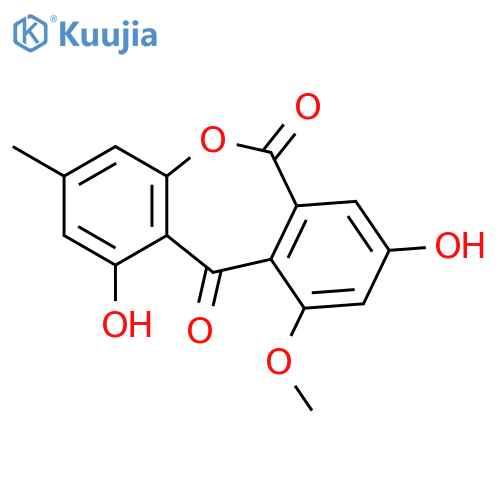 1,8-dihydroxy-10-methoxy-3-methyldibenzo[b,e]oxepin-6,11-dione structure
