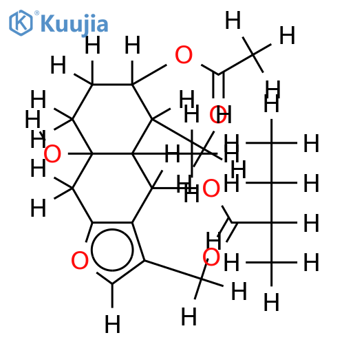 3beta-acetoxy-6beta-[(2-methylbutanoyl)oxy]furanoeremophilan-10beta-ol structure