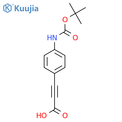 3-(4-{(tert-butoxy)carbonylamino}phenyl)prop-2-ynoic acid structure