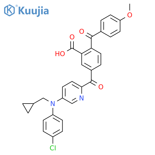 5-[5-[4-Chloro-N-(cyclopropylmethyl)anilino]pyridine-2-carbonyl]-2-(4-methoxybenzoyl)benzoic acid structure