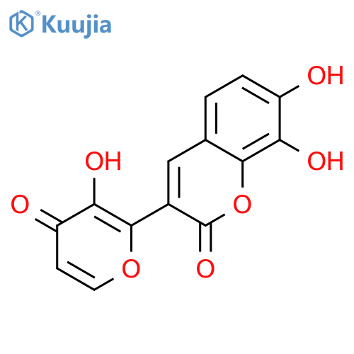 7,8-dihydroxy-3-(3-hydroxy-4-oxo-4H-pyran-2-yl)-2H-chromen-2-one structure
