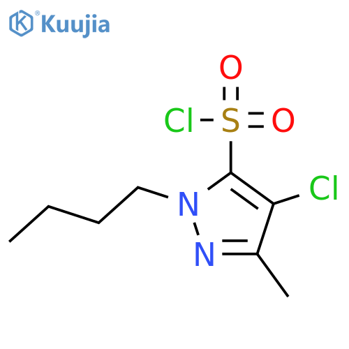 1-butyl-4-chloro-3-methyl-1H-pyrazole-5-sulfonyl chloride structure