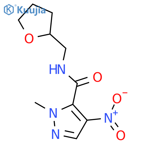 1-methyl-4-nitro-N-(tetrahydrofuran-2-ylmethyl)-1H-pyrazole-5-carboxamide structure