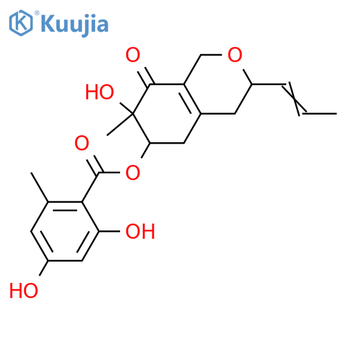 3,4,5,6,7,8-Hexahydro-6,7-dihydroxy-7-methyl-3-(1-propenyl)-1H-2-benzopyran-8-one; (1'E,3R*,6S*,7S*)-form, 6-O-(2,4-Dihydroxy-6-methylbenzoyl) structure