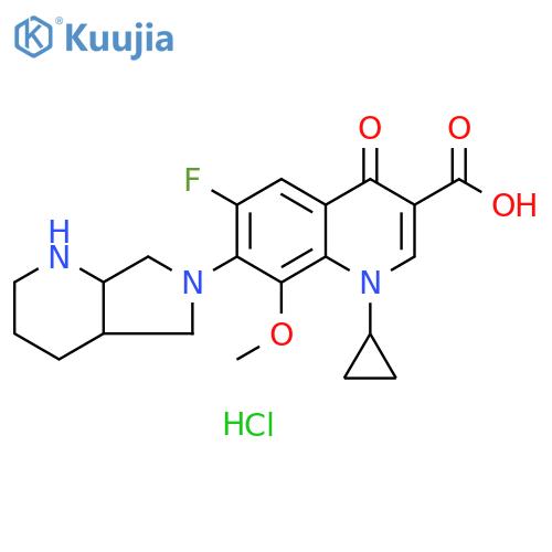 1-cyclopropyl-6-fluoro-8-Methoxy-4-oxo-7-(tetrahydro-1H-pyrrolo[3,4-b]pyridin-6(2H,7H,7aH)-yl)-1,4-dihydroquinoline-3-carboxylic acid hydrochloride structure