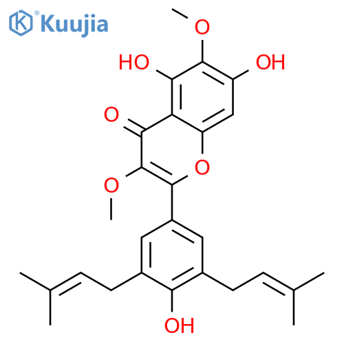 5,7-Dihydroxy-2-(4-hydroxy-3,5-bis(3-methylbut-2-en-1-yl)phenyl)-3,6-dimethoxy-4H-chromen-4-one structure