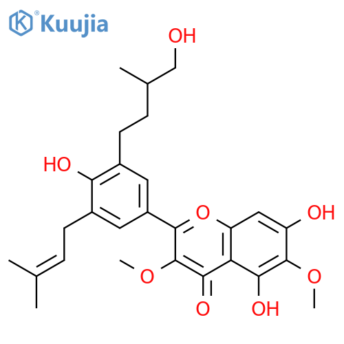 5,7,4'-Trihydroxy-3'-(4-hydroxy-3-Methylbutyl)-5'-prenyl-3,6-diMethoxyflavone structure