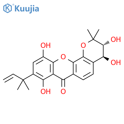 Pyrano[3,2-c]xanthen-7(2H)-one,9-(1,1-dimethyl-2-propen-1-yl)-3,4-dihydro-3,4,8,11-tetrahydroxy-2,2-dimethyl-,(3R,4S)-rel- structure