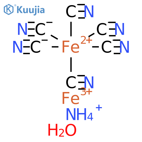 Ferrate(4-), hexakis(cyano-κC)-, ammonium iron(3+), hydrate (1:1:1:), (OC-6-11)- structure