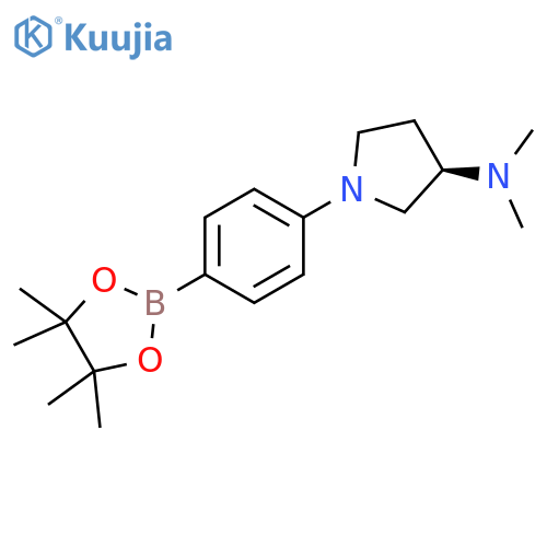 (R)-Dimethyl-{1-4-(4,4,5,5-tetramethyl-1,3,2dioxaborolan-2-yl)-phenyl-pyrrolidin-3-yl}-amine structure