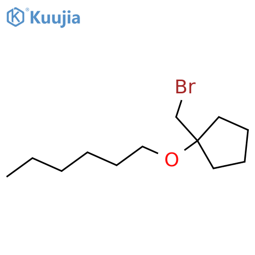 1-(bromomethyl)-1-(hexyloxy)cyclopentane structure