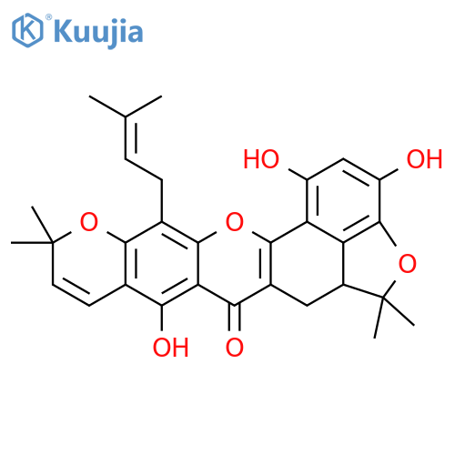 5H,7H,11H-Benzofuro[3,4-bc]pyrano[2,3-i]xanthen-7-one,5a,6-dihydro-1,3,8-trihydroxy-5,5,11,11-tetramethyl-13-(3-methyl-2-buten-1-yl)- structure