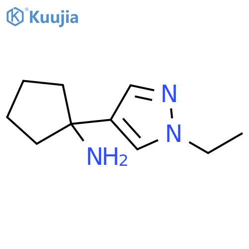 1-(1-ethyl-1H-pyrazol-4-yl)cyclopentan-1-amine structure