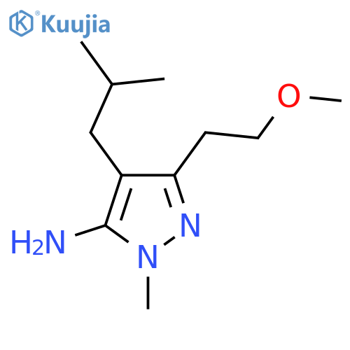 3-(2-methoxyethyl)-1-methyl-4-(2-methylpropyl)-1H-pyrazol-5-amine structure
