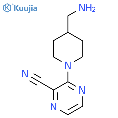 3-[4-(aminomethyl)piperidin-1-yl]pyrazine-2-carbonitrile structure