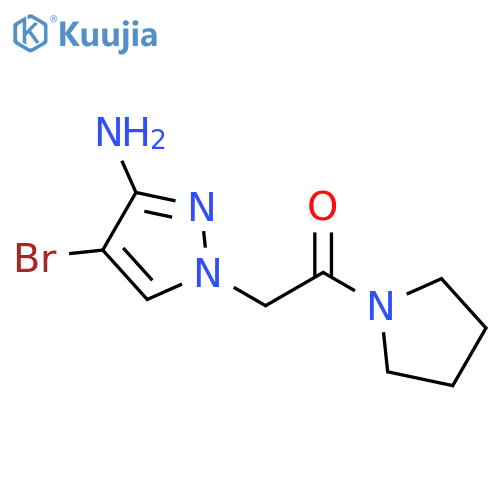 2-(3-amino-4-bromo-1H-pyrazol-1-yl)-1-(pyrrolidin-1-yl)ethan-1-one structure