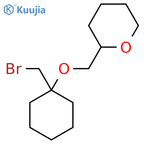 2-({1-(bromomethyl)cyclohexyloxy}methyl)oxane structure