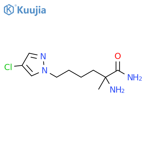 2-amino-6-(4-chloro-1H-pyrazol-1-yl)-2-methylhexanamide structure