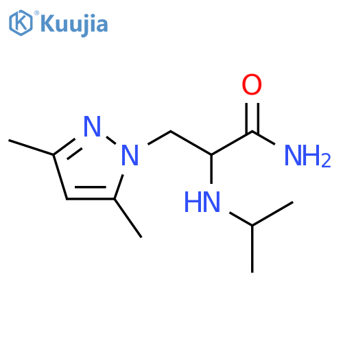 3-(3,5-dimethyl-1H-pyrazol-1-yl)-2-(propan-2-yl)aminopropanamide structure