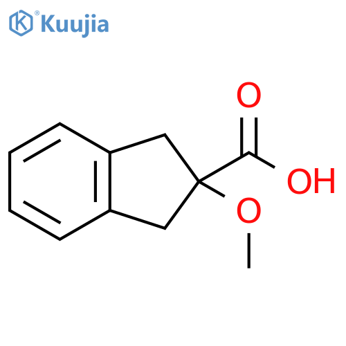 2-methoxy-2,3-dihydro-1H-indene-2-carboxylic acid structure