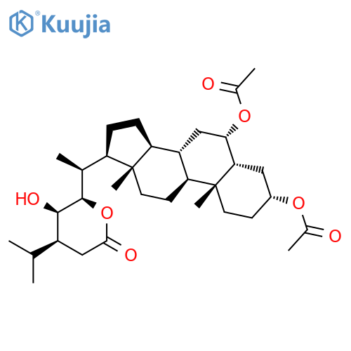 (22R,23R,24S)-3α,6α-diacetoxy-22,23-hydroxy-24-carboxyethyl-5β-cholesten-22(29)-lactone structure