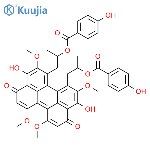Benzoic acid,4-hydroxy-,2-[3,10-dihydro-4,9-dihydroxy-12-[2-[[(4-hydroxyphenoxy)carbonyl]oxy]propyl]-2,6,7,11-tetramethoxy-3,10-dioxo-1-perylenyl]-1-methylethylester (9CI) structure