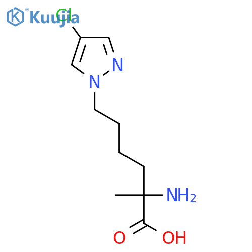 2-amino-6-(4-chloro-1H-pyrazol-1-yl)-2-methylhexanoic acid structure