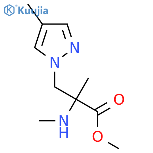 methyl 2-methyl-3-(4-methyl-1H-pyrazol-1-yl)-2-(methylamino)propanoate structure