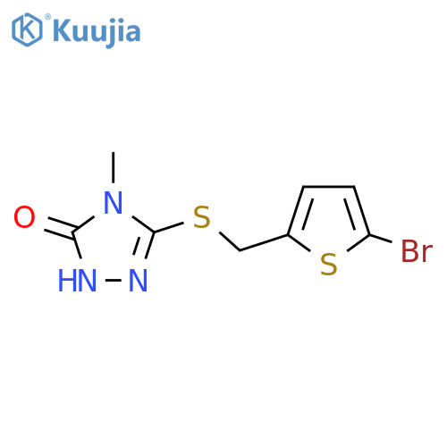 3-{(5-bromothiophen-2-yl)methylsulfanyl}-4-methyl-4,5-dihydro-1H-1,2,4-triazol-5-one structure
